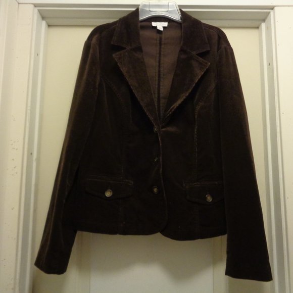 TRENDING QUIET LUXURY CHOCOLATE  MOUSSE CORDUROY JACKET BY CHARTER CLUB 14 - Picture 1 of 8
